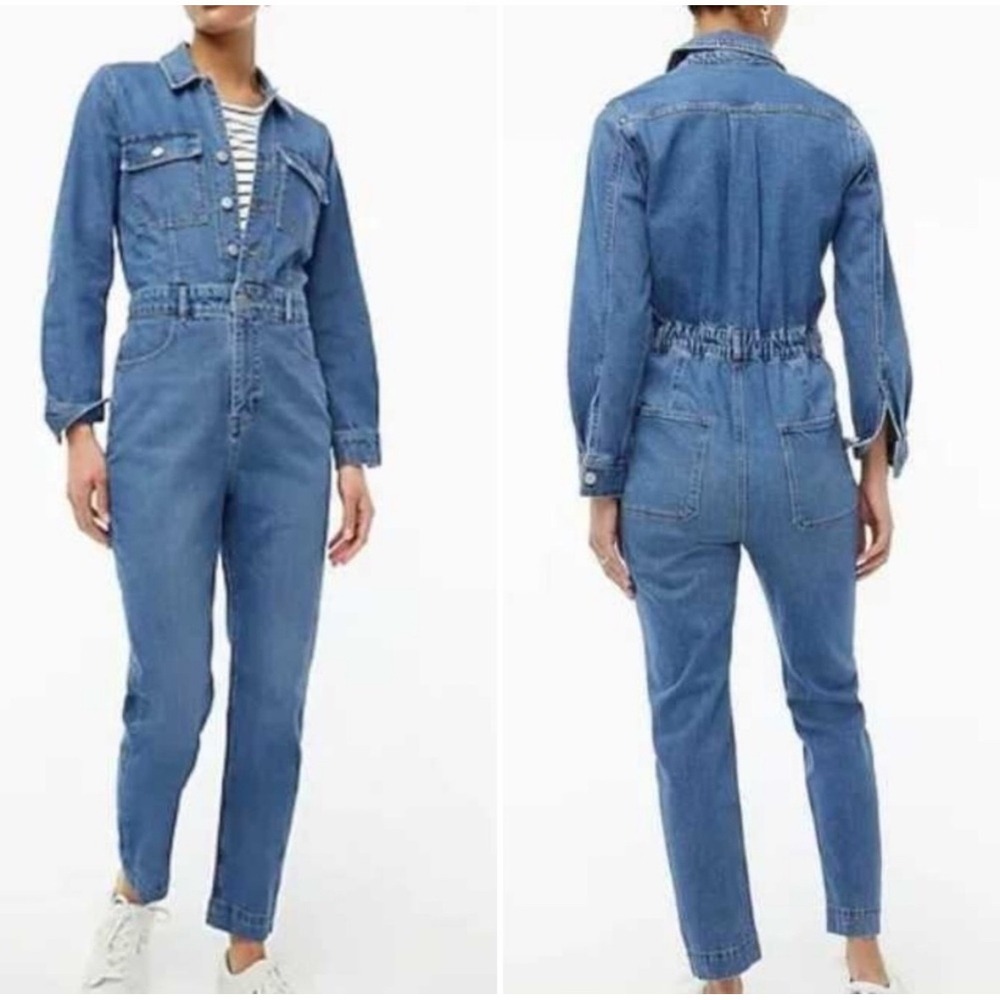 J Crew Womens Coveralls Jumpsuit Size‎ 4 Blue Utility Boilersuit Selvedge Denim